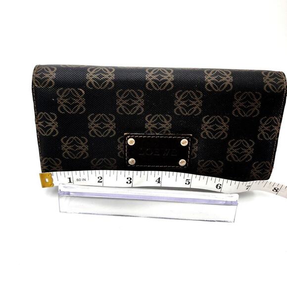 LOEWE Vintage Anagram Printed PVC Leather Long Wallet LOGO Purse - Picture 13 of 13